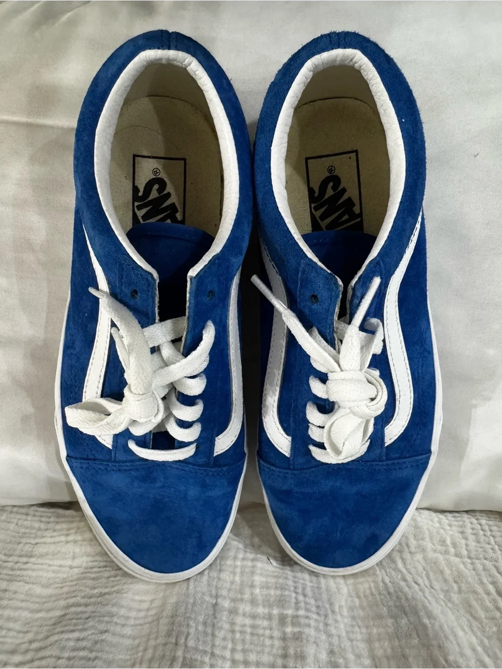 Vans Royal Blue Suede Low-Top Sneakers with White Stripe